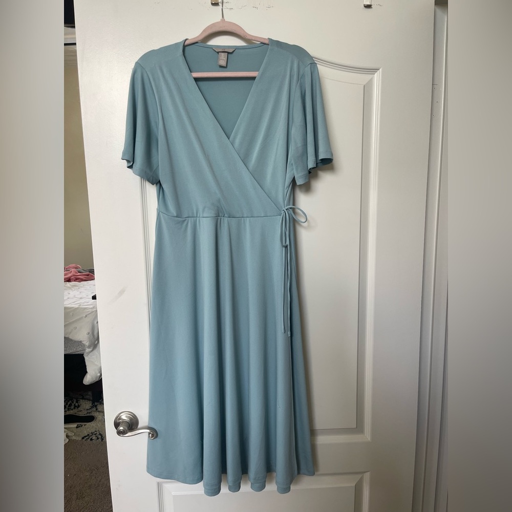 H&M Elegant Blue Wrap Dress